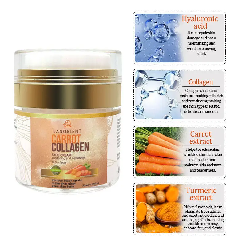 Private Label LANORIENT Korea Skin Care Products Natural Organic Vegan Carotene Whitening Skin Face Cream for All Skin Types