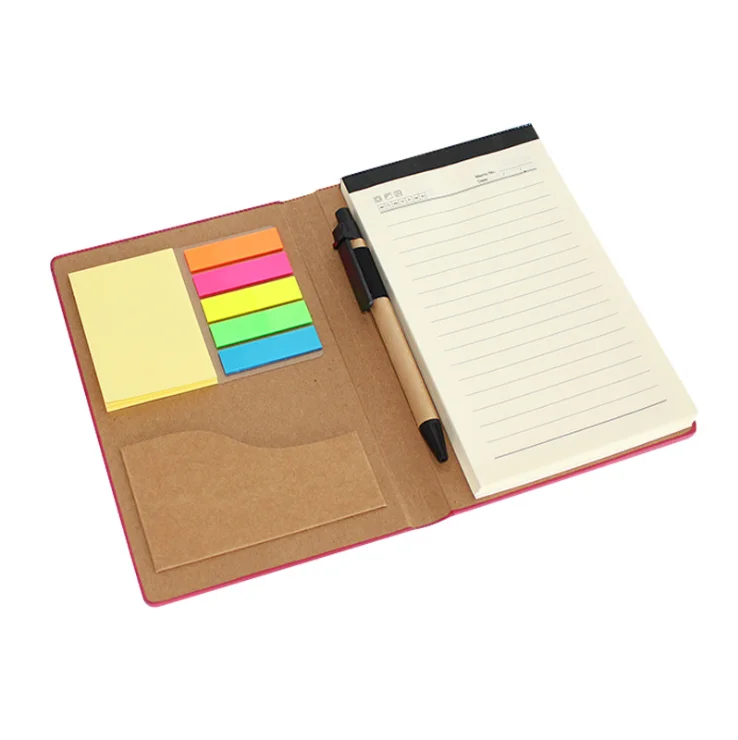 School Office Custom Personalized Simple Notepad Memo Pad Jotter Notebook With Pen and Sticky Notes