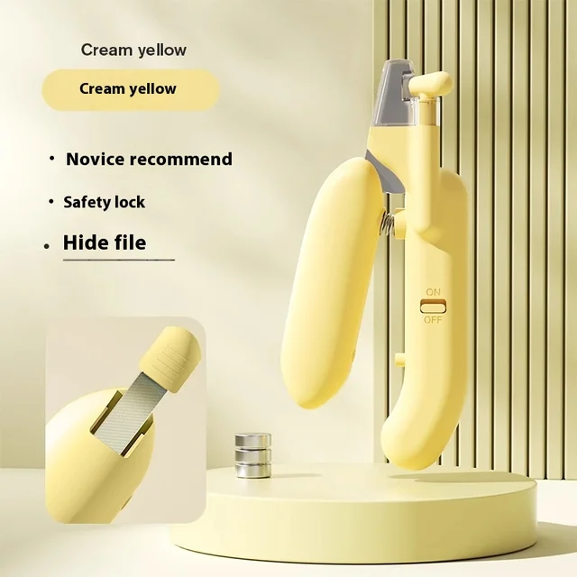 Artifact Pet Novice Anti-Scratch Cut Blood Line Nail Clipper Set Cat & Dog Nail Grinder with Light Made of Plastic ABS Ceramics