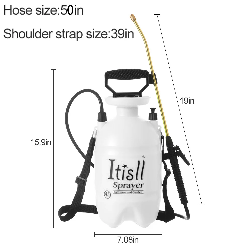 4l Manual Backpack Portable Hand Pump Weed Spray Bottle Garden Pressure