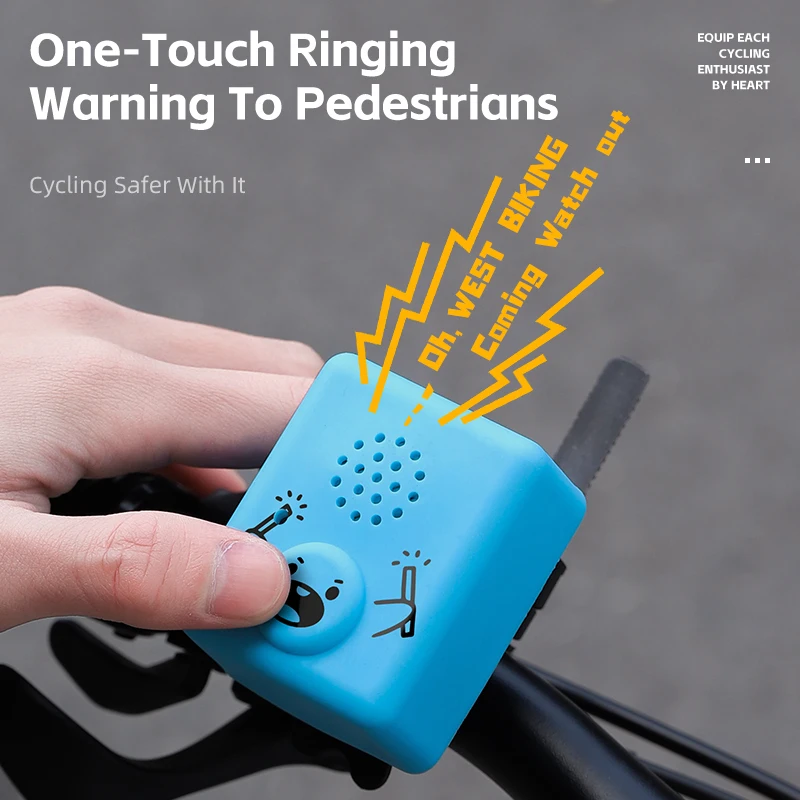 bicycle electric bell ROCKBROS Bike 90dB 3 Sound Modes WaterproofBlack equipped with USB charging port West Biking Recording Bicycle Electric