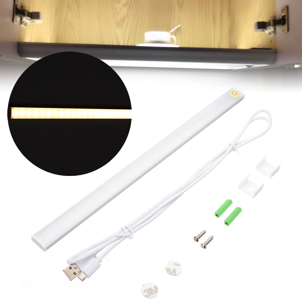 Dimmable 30CM USB LED Touch Sensor Light Strip Under Cabinet Wardrobe Cupboard Lamp Tube Bar Light