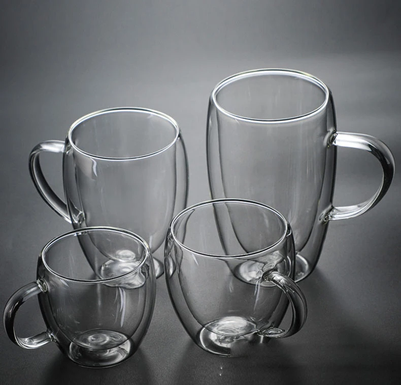 Hot Sale Double Wall Insulated Double Glass Coffee Mug Drinking Clear