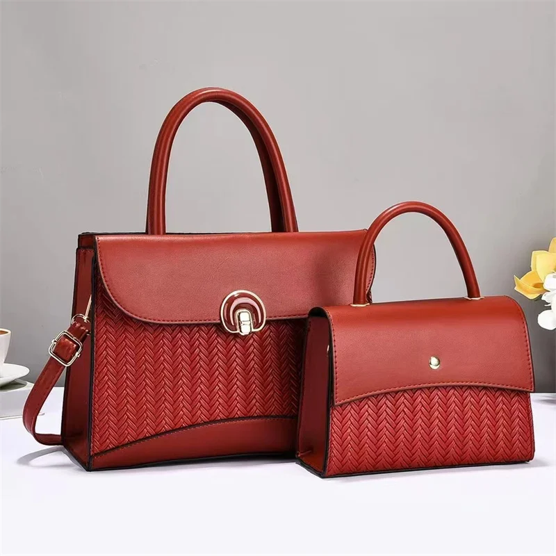 2025 Designer Women's 3-Piece PU Leather Handbags Wallet Set Shoulder Bags Nylon Zipper aperçu 9