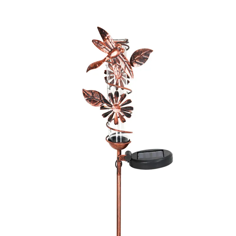 Power Yard Underground Home Outdoor  Led Street Solar Rain Gauge Metal  Stake  Butterfly Rain Gauge Dragonfly Rain Gauge