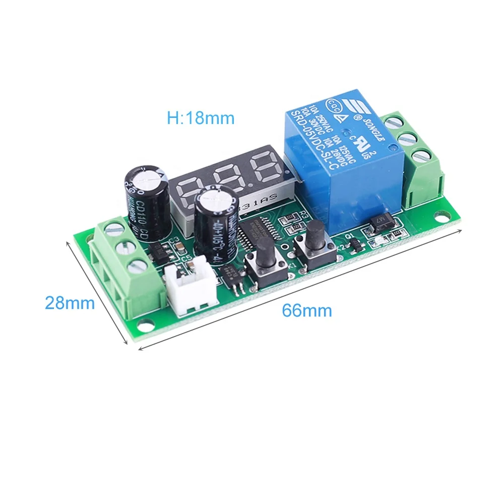 DC 5V 12V 24V Button Control Switch High Level Signal Trigger Countdown Timer Relay Switch Module LED Display
