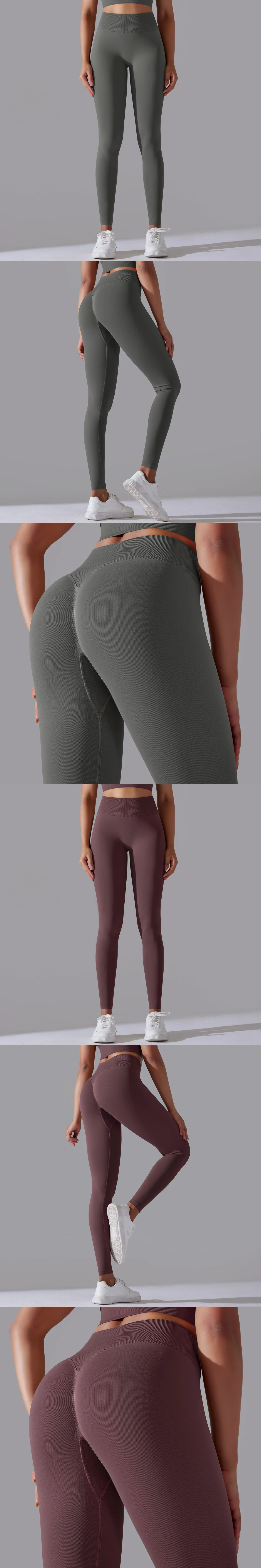 Wholesale Women Outdoor polainas de yoga Elastic Active Leggings Scrunch Back Seamless Yoga Pants Leggings details