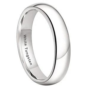 Coolstyle Jewelry 5mm White Tungsten Ring for Women Men Trendy Engagement Wedding Band Fashion Jewelry Polished Comfort Fit