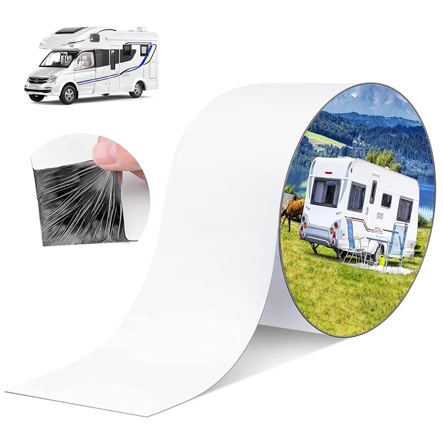 1mm*10cm*15m Customized Size White RV Roof Leak Repair Tape RV Roof Seal Tape Used for RV Roof Sunrooms Containers Repair