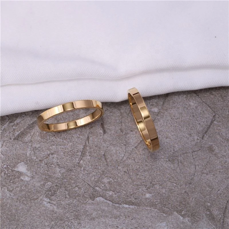 High End 18k Plain Gold Smooth Surface Rings Stainless Steel Trendy Simple Gold Plated Jewelry