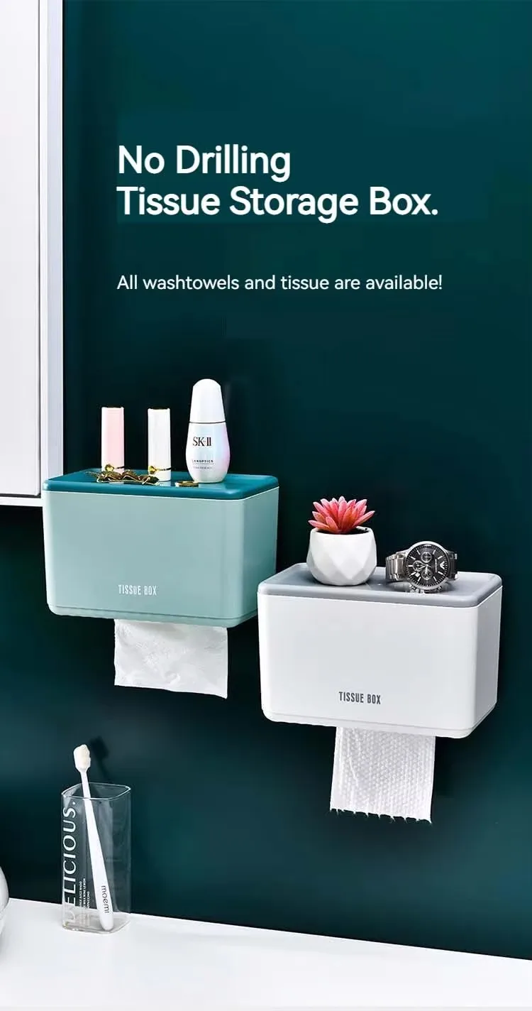 Hot Sale Modern Wall-Mounted Toilet Paper Rack Punching Free Waterproof Tissue Boxes Dispenser Mobile Phone Shelf for Bathroom manufacture