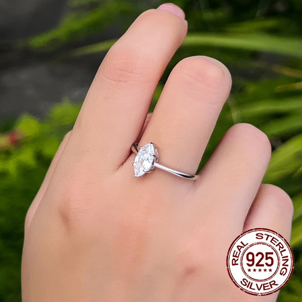 Fine Jewelry Eternity Finger Ring Cubic Zirconia 925 Sterling Silver  Minimalist Engagement Rings for Women Jewellery