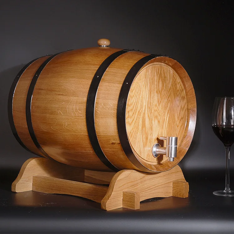 10L Oak Aging Barrel with Stand Bung and Tap Without Liner Wooden Whiskey Wine Barrel Wood for Brewer Distiller Wine Maker