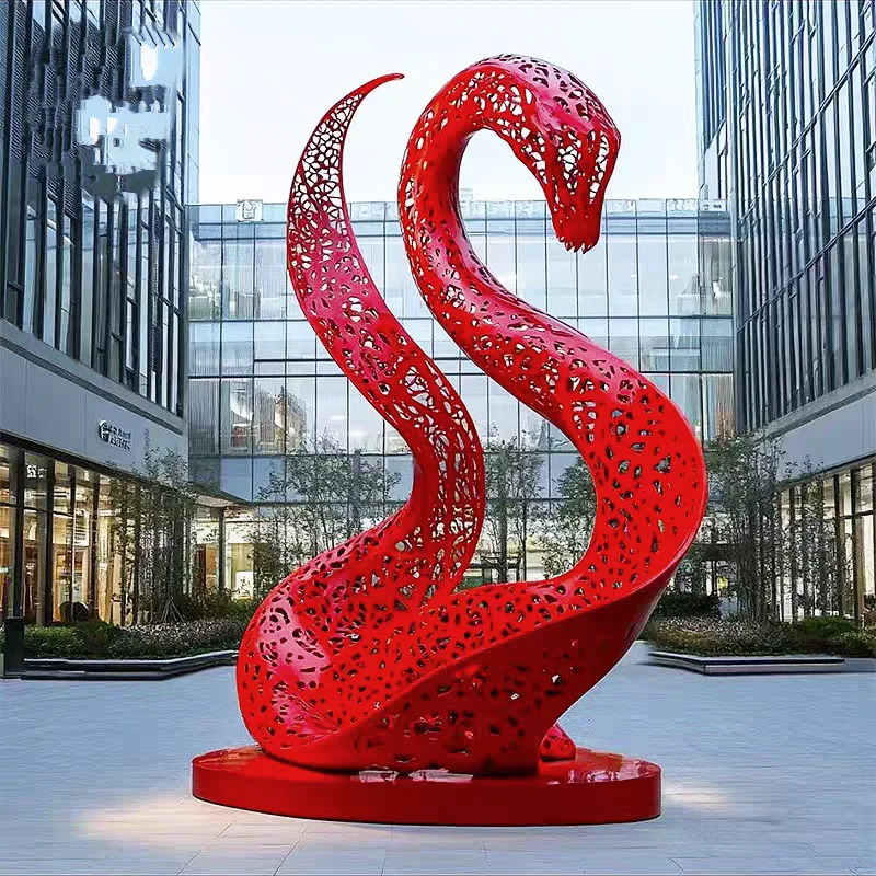 Wholesale Outdoor Home Decor Luxury Metal Modernist Abstraction Stainless Steel Swan Sculpture
