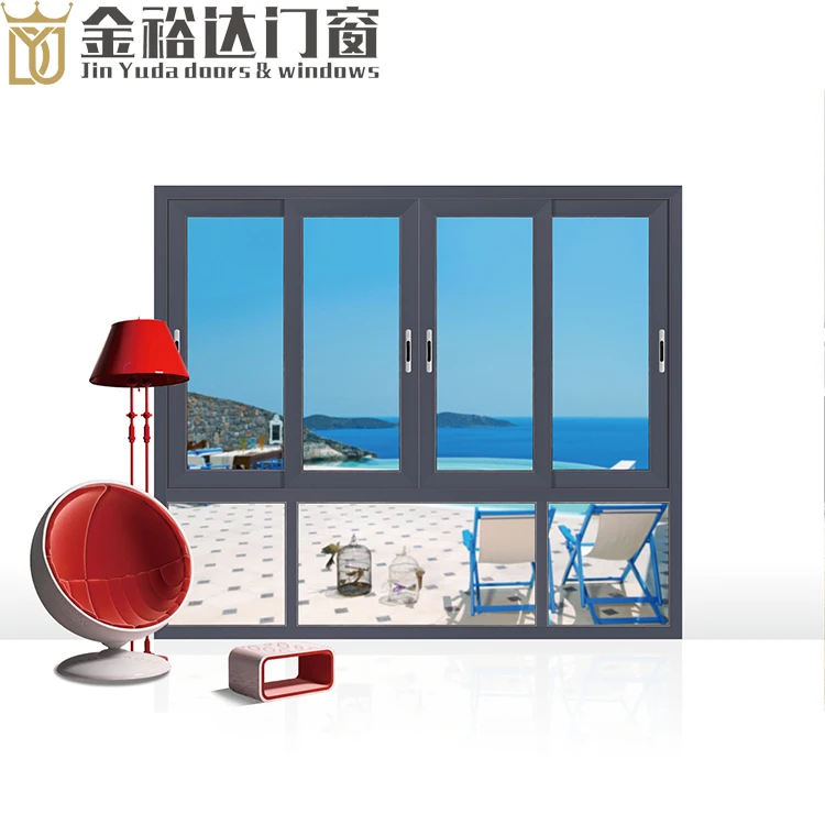 Energy Saving Aluminium Exterior Sliding Windows Double Tempered Glass Safe Decorative Stainless Steel Screen Horizontal Louver