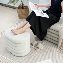Home Furniture Teddy Fur Velvet Pouf Ottoman Foot Stool Storage Pouffe