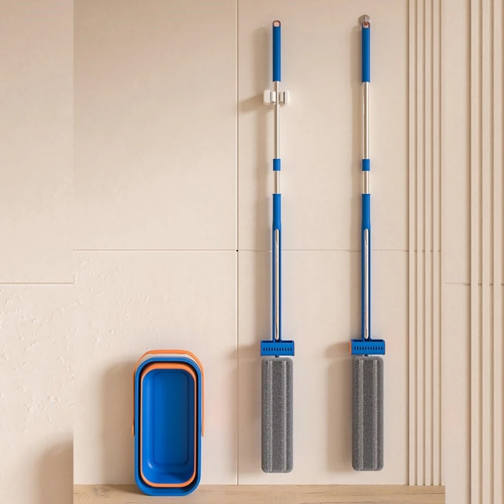 2024 360 Rotating Magic Large Flat Professional Mop and Bucket Set with Washable Microfiber Pads Wet and Dry Use Floor Cleaning
