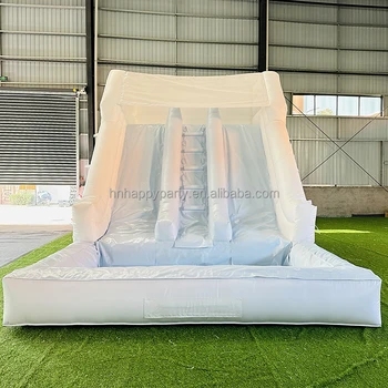 Commercial large white inflatable double slide water slides with pool for adults party