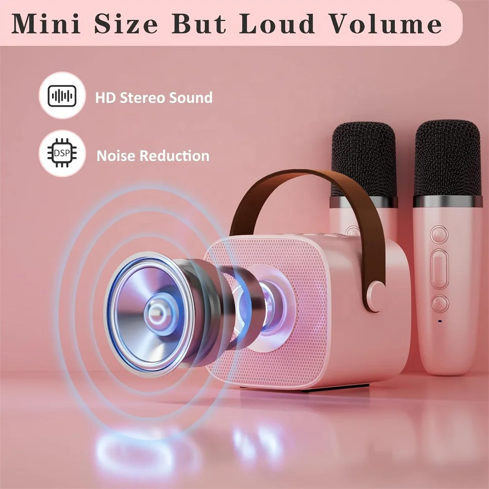 2023 Mini Karaoke Machine with 2 Wireless Microphones Portable JW Blue Tooth Speaker Handheld Mic Gift for Kids Home Party