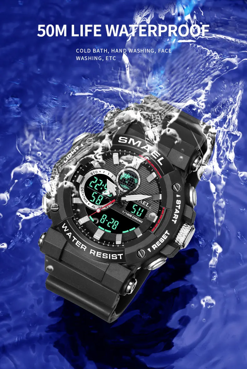 SMAEL Multifunctional Waterproof Analog Digital Watch For Men 8048