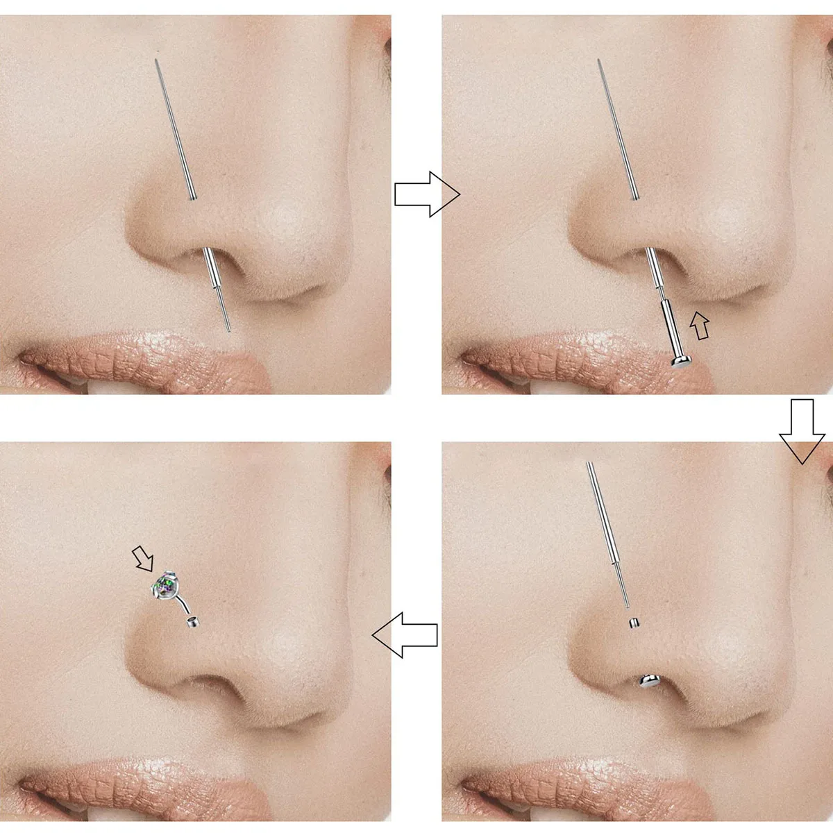 Piercing Guide Rod Connecting Piercing Tool Body Piercing  Insertion Pin Taper Piercing Guide Connect Piercing Receiving Tube