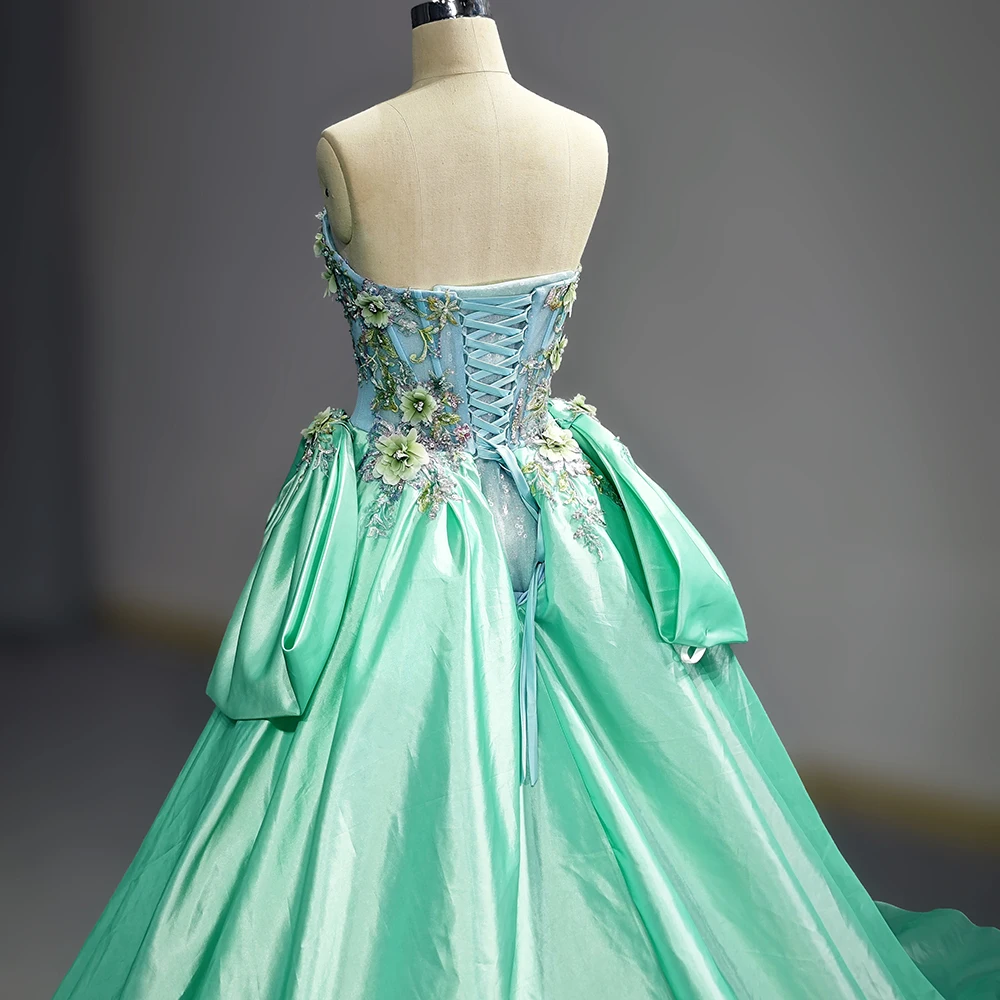 Romantic Mint Mambo Green Evening Dress Women 2024 Strapless with Shiny 1216