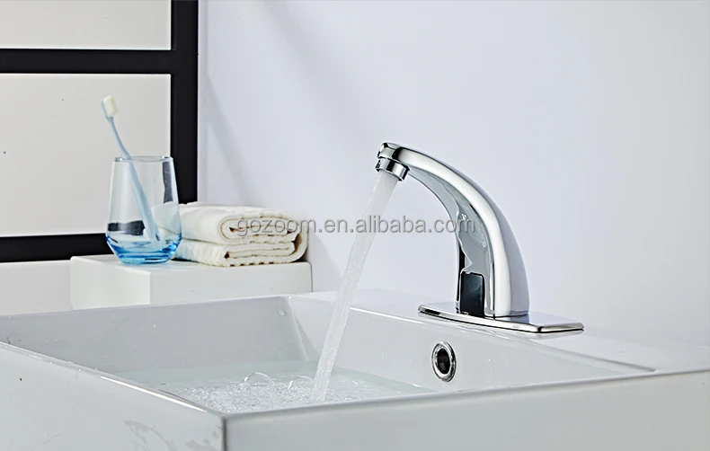 Automatic Sensor Touchless Bathroom Sink Faucet With Hole Cover Plate