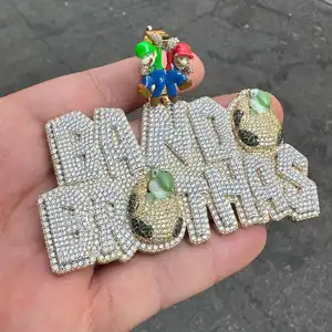 High Quality Hip Hop Jewelry VVS Moissanite 925 Silver Customizable Logo Letter Pendant Necklace Third Party Certified for Men