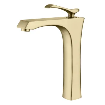 Bathroom Sink Faucet, Gold Single Handle One Hole Deck Mount Lavatory Modern Vanity Sink Faucets, Hot and Cold Basin Mixer Tap