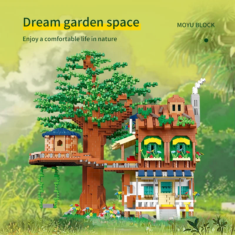 MOYU Micro Blocks 4076 Pcs Tree House Small Particles Intelligence Building Blocks Educational Toys