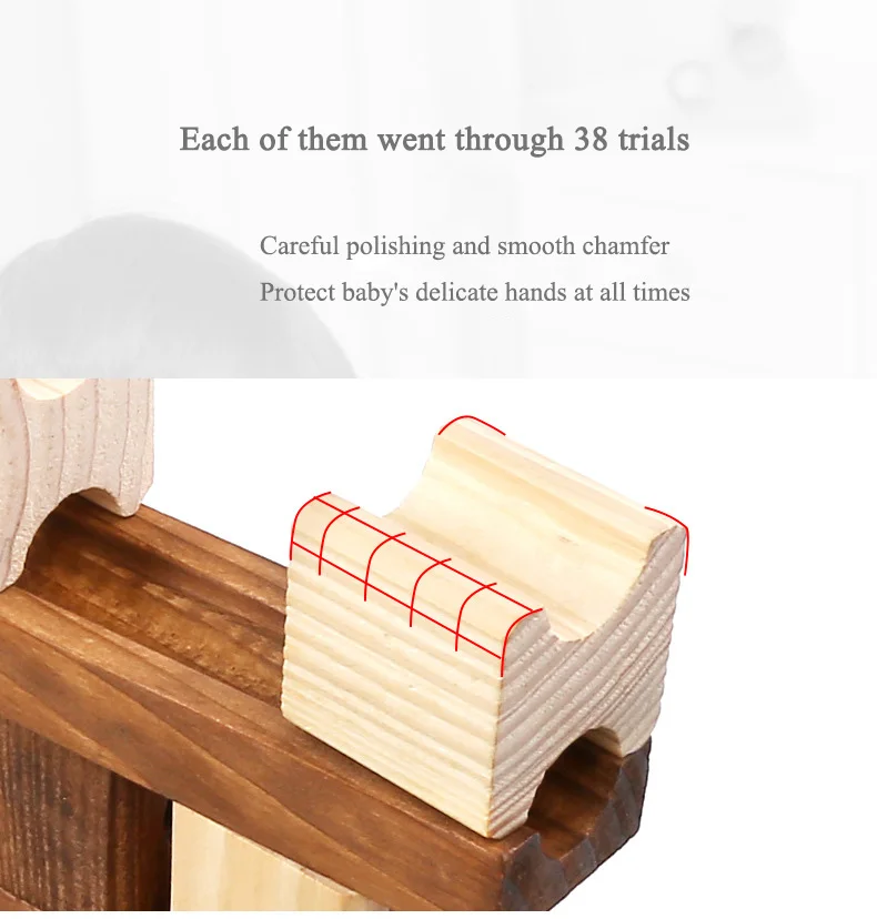 OEM Children'S Educational Wooden Marble Track Building Blocks ISO9001