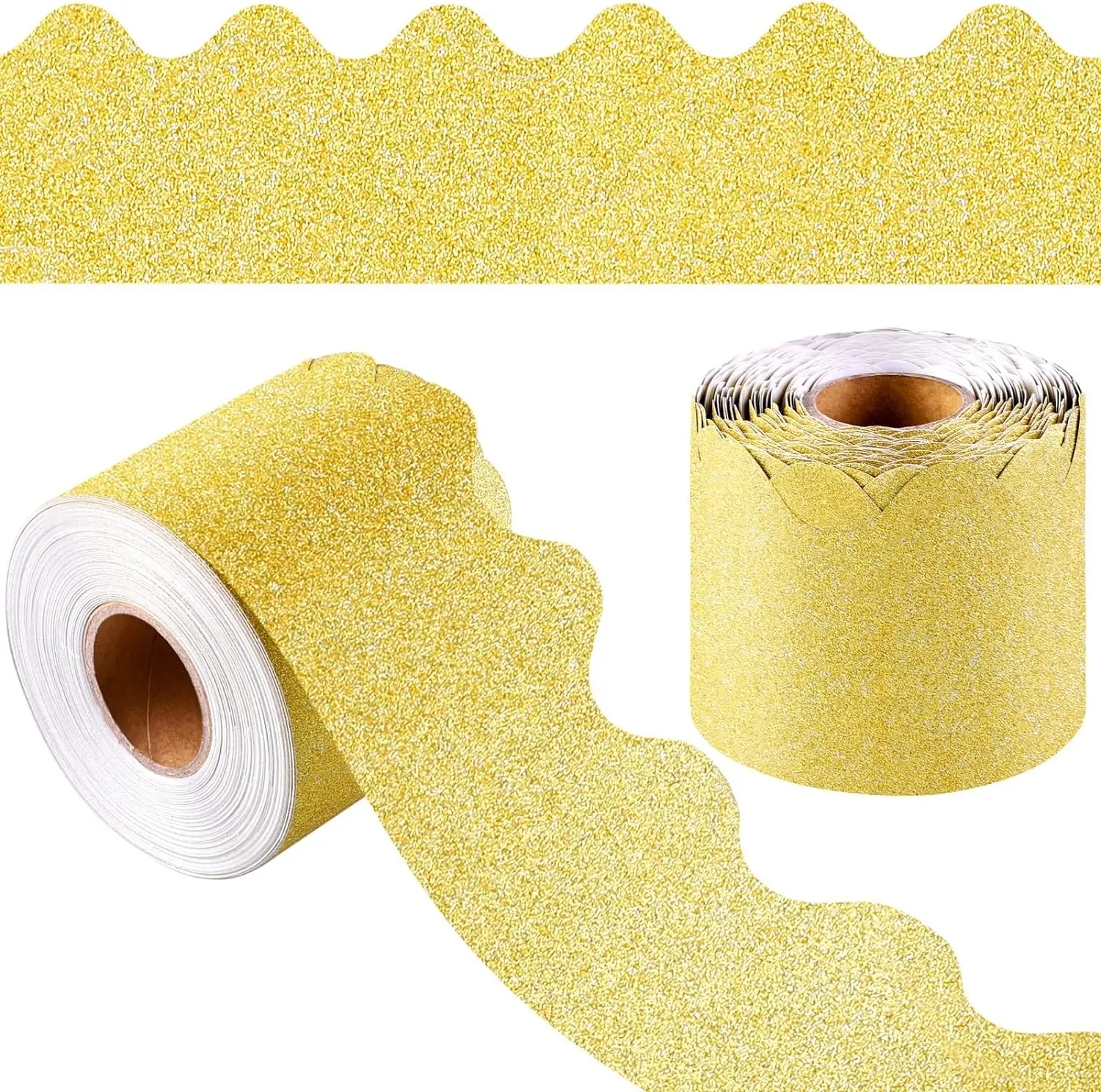 120 Pcs 130 Feet Glitter Bulletin Board Border Scalloped Border