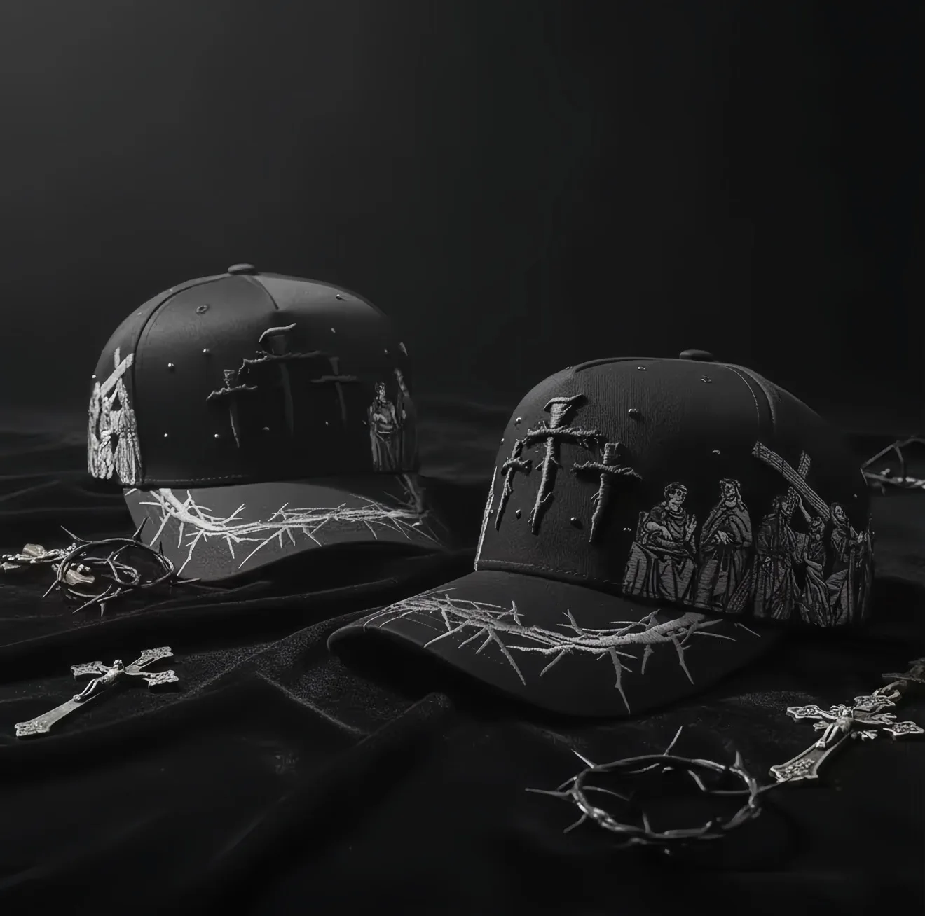 Logo Jesus 5 Panel Caps Women Mens Curved Brim Hand Embroidery Puff Image Terry Snapback Baseball Cap 100% Cotton Sport