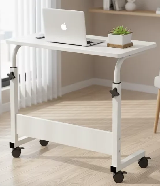 product student study height adjustable modern wooden computer desk mobile wheels laptop table-6
