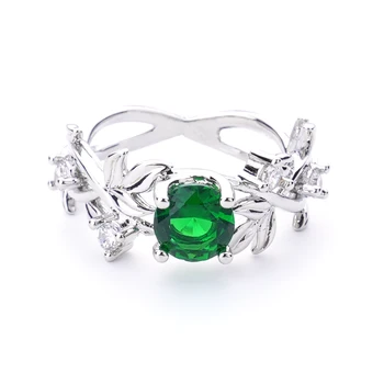Vintage Trendy Jewelry Gothic Colorful Women Skeleton Crystal Silver Wine Leaf Flowers Zircon Finger Ring for Women