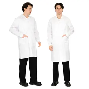 Custom Long Sleeve Hospital White Lab Coat Doctor Uniforms Pharmacy Medical Workwear Customization Lab Coats