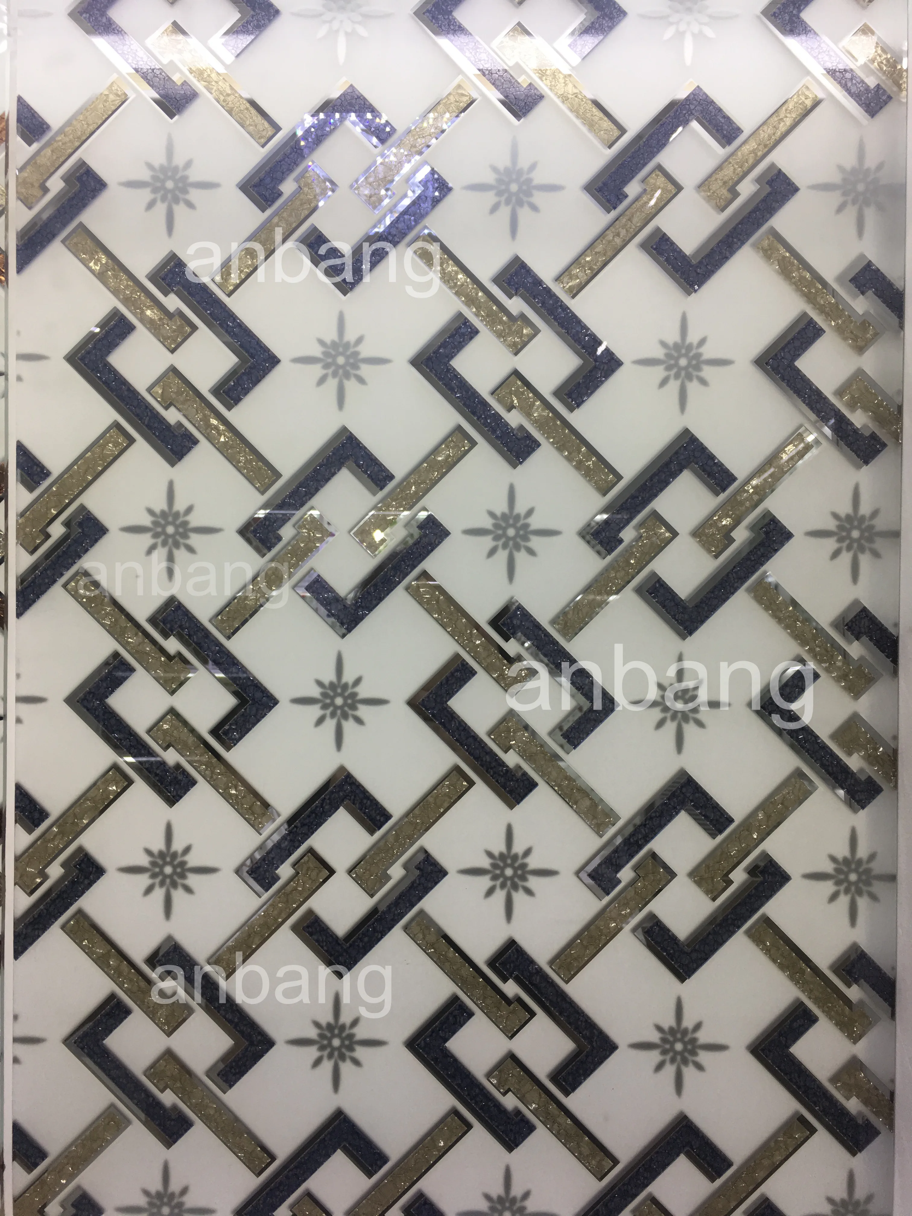 Titanium Ice Flower Glass Decorative Design Frosted Deep Acid Etched Glass Used on Doors/Windows/Shower Partition