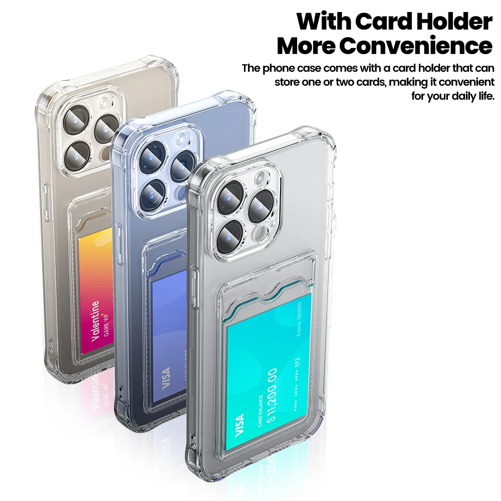 Toocki Premium TPU Case Card Storage Shockproof Wireless Charging for Daily Shopping