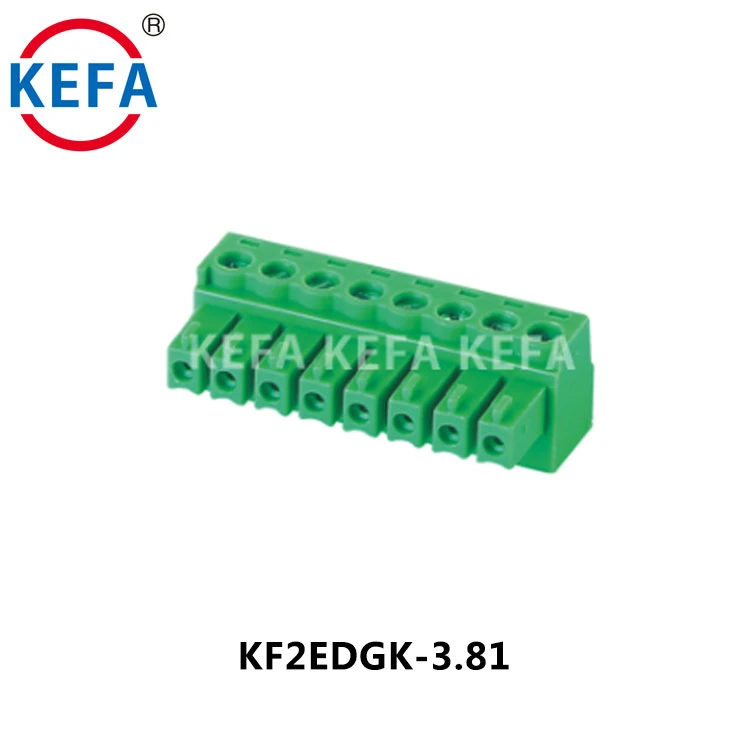 3.81mm PCB プラグイン端子台コネクタ 2P3P4P5P6P7P8P9P10P 曲げピン KF2EDG-3.81 グリーン端子