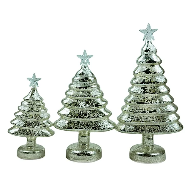 Hot sale glass christmas tree with ornaments christmas tree decoration item