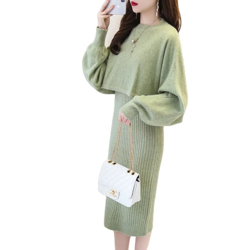 Sleeveless Slim Fit Dress Sweater Set 