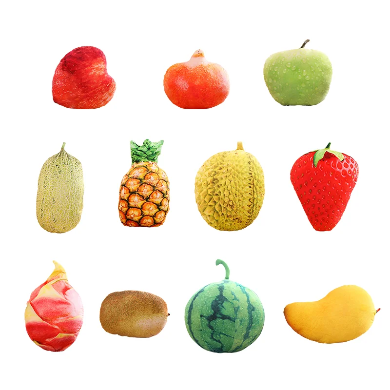 Simulation Soft Strawberry Apple Onion Corn Carrot Fruit and Vegetable Pillow Children Educational Aids Play House Plush Toys