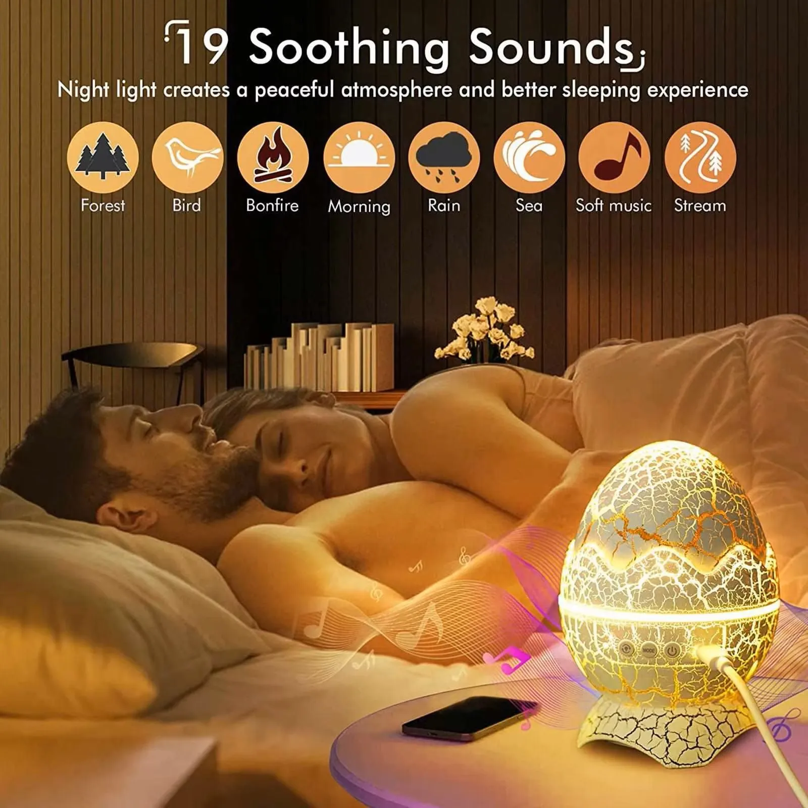 Galaxy Star Projector with Ocean Wave & White Noise Dinosaur Egg Design Music Speaker & Remote Cool Gift for Kids Bedroom