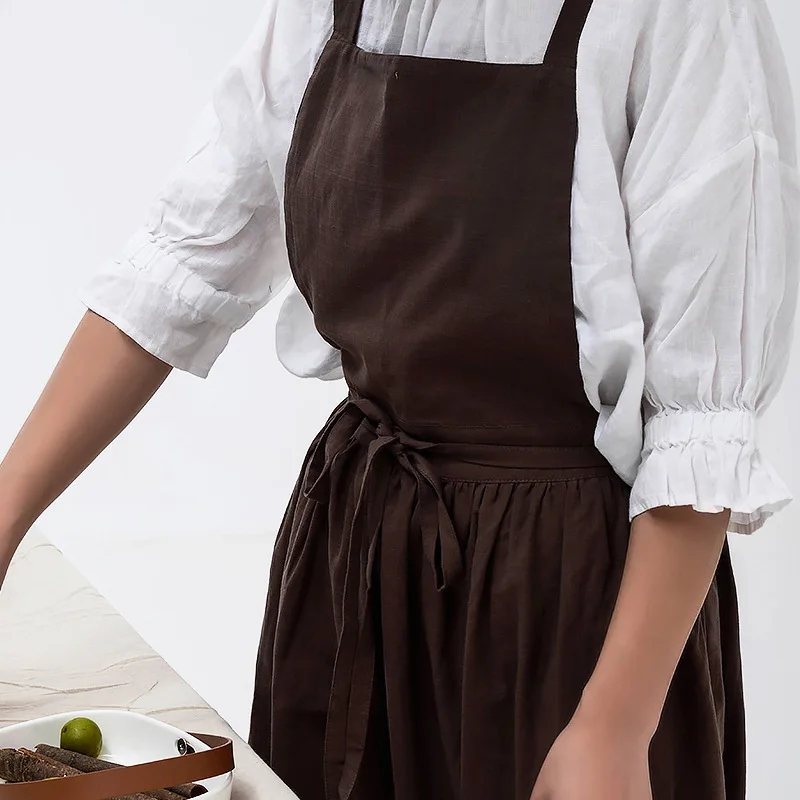Korean Linen Cotton Nordic Apron Dress for Women With 2 Pockets for Flower  Shop