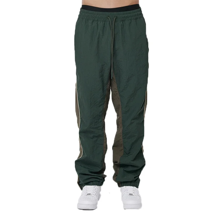 Oversize Nylon Jogger Pants Wholesale Elastic Waist Pipping Detail Thick Men Nylon Track Pants