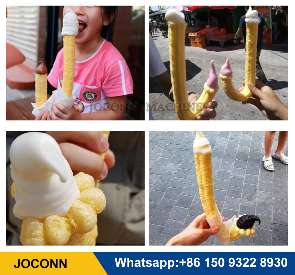 J Shape Puff Corn Snack Making Machine Helado Suave Ice Cream Making Machine Ice Cream Cone Making Machine