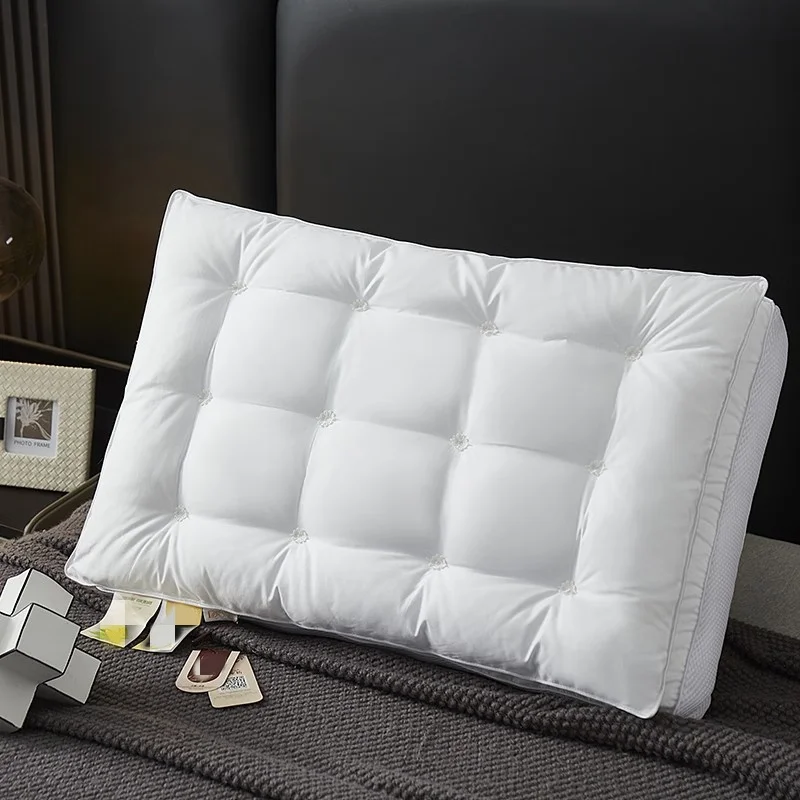 Custom Logo High Quality White Double Layer 48x745cm Chemical Fiber Fabric 100% Polyester Filling Pillow for Adult