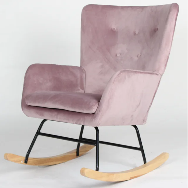 KD America Style Velvet Rocking Chair Comfortable and Modern Armrest Accent Chair factory