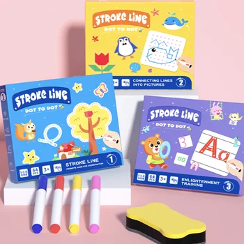 Early Education Puzzle Trace Lines Pen Control Training Preschool Practice Writing Books Reusable Kids Toys Drawing Card Board