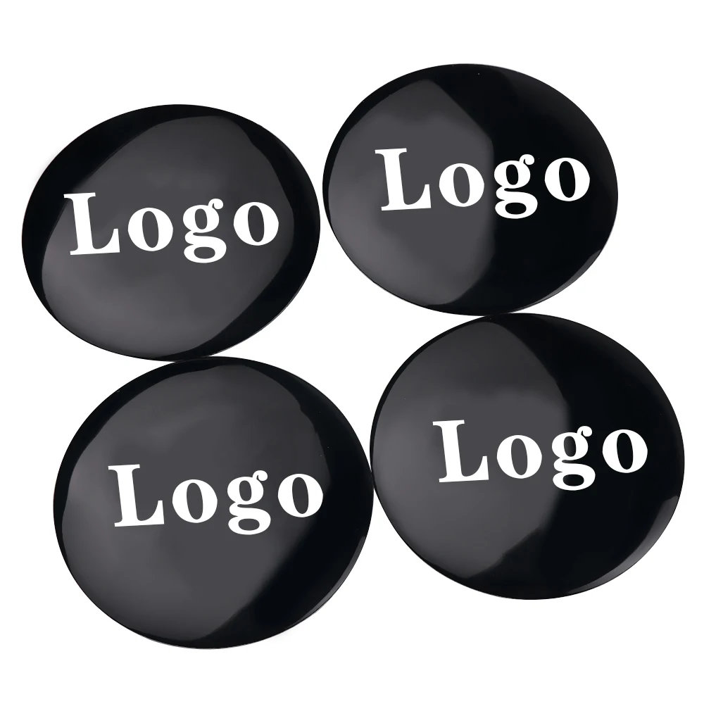 4x You.S 60mm Black Silicone Hub Cap Stickers - Weather Resistant Emblem Covers